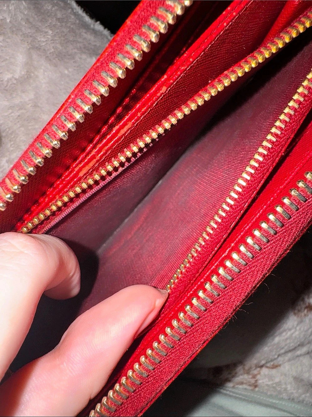 Prada Saffiano with COA Leather Zip-Around Wallet Red - Picture 7 of 7